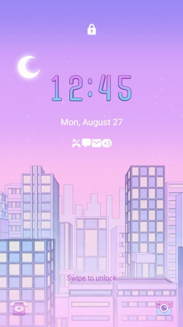Samsung Themes: ❤️Mun❤️ City Neon ~❤️ Premium Theme magical purple city at night - Image 2