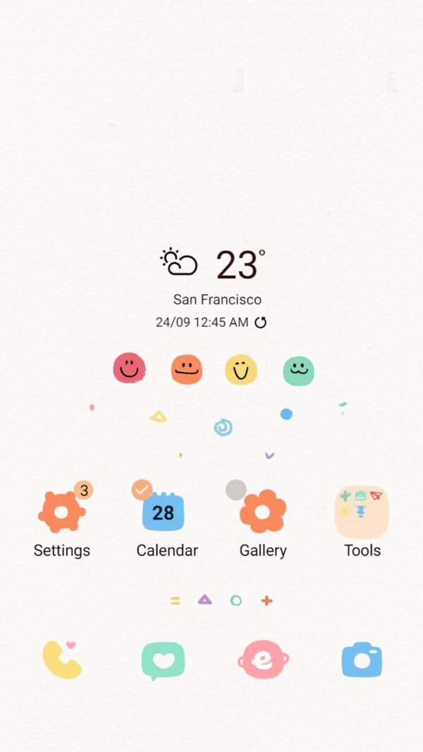 Samsung Themes: ❤️Mun❤️ Bright Cute Emoji ~❤️ Premium Theme about a squad of adorable funny emojis