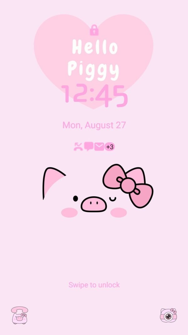 Samsung Themes: ❤️Mun❤️ Hello Piggy ~❤️ Premium Theme a pinky pig on your screen - Image 2