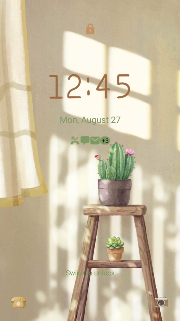 Samsung Themes: ❤️Mun❤️ Sunrise Serenity ~❤️ Premium Theme about chilling and calm cactus corner - Image 2