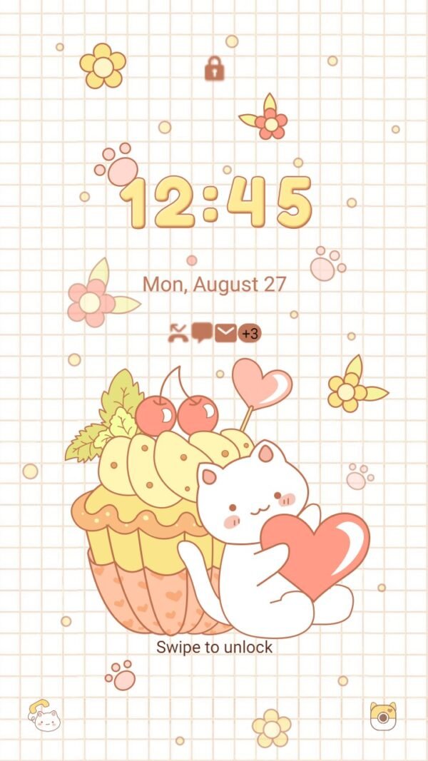 Samsung Themes: [Sim] Cat and Cake ~ Premium Theme with lovely cat and sweety cake - Image 2