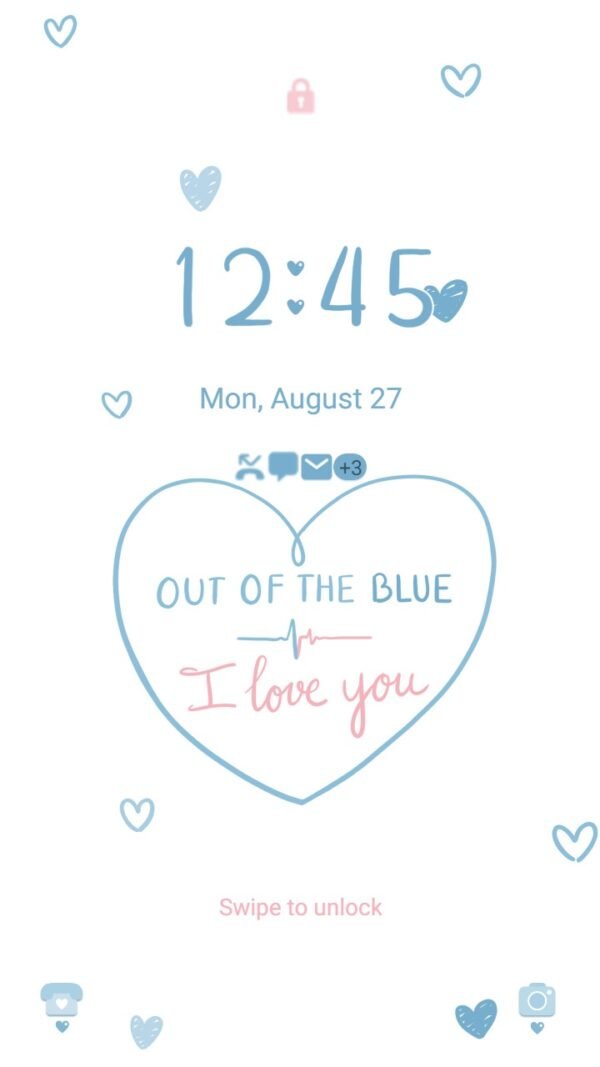 Samsung Themes: [Sim] Lovely Blue Heart ~ Premium Theme embracing love in a serene sky - Image 2