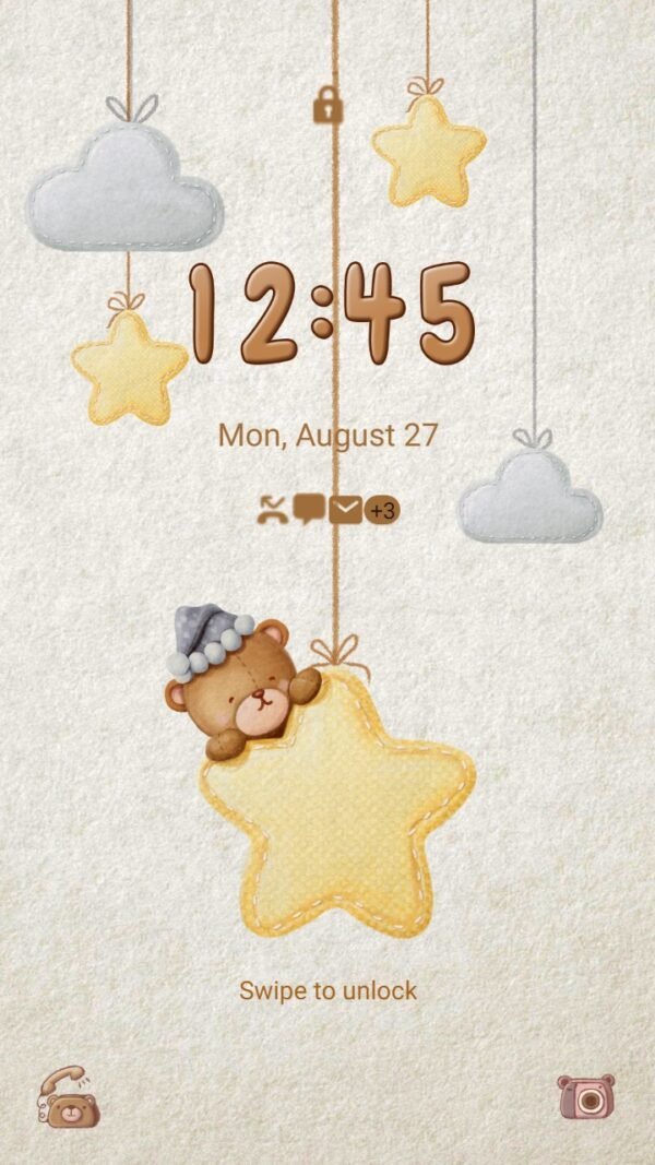 Samsung Themes: ❤️Mun❤️ Teddy on the Moon ~❤️ Premium Theme little bear sleeping on the moon - Image 2