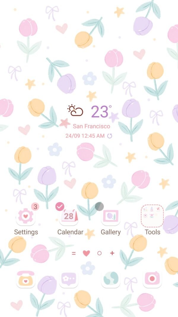 Samsung Themes: [Sim] Cute Tulip Flower ~ Premium Theme small tulips full of pastel colors