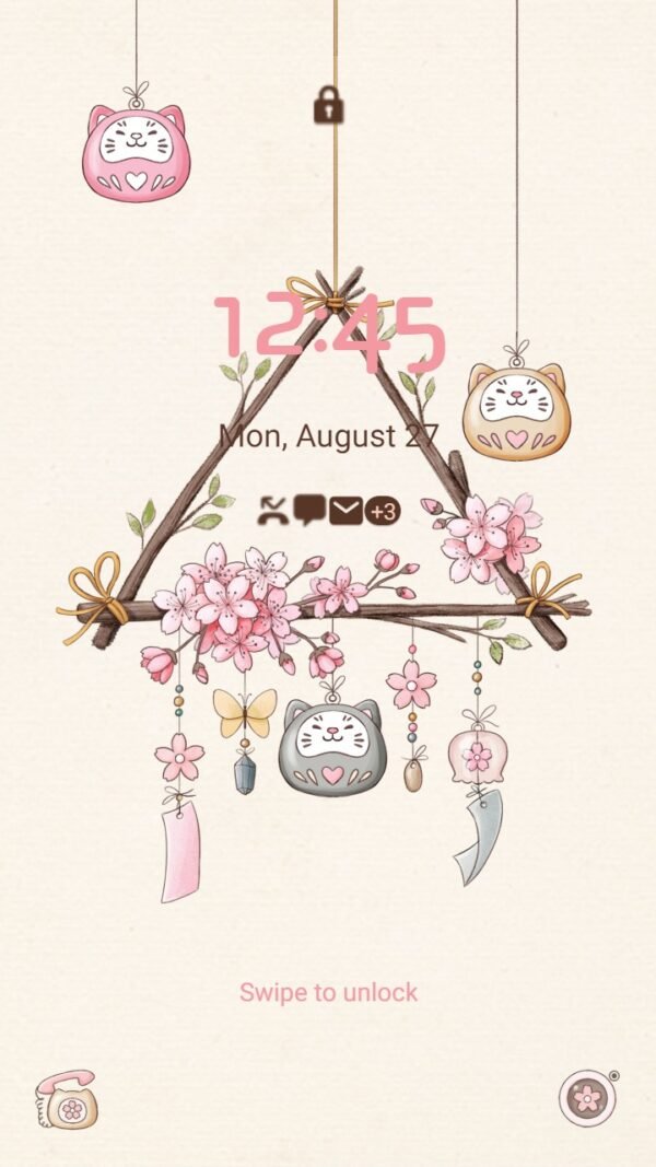 Samsung Themes: [Sim] Blossom Breeze ~ Premium Theme wind chimes hanging with cherry blossoms - Image 2