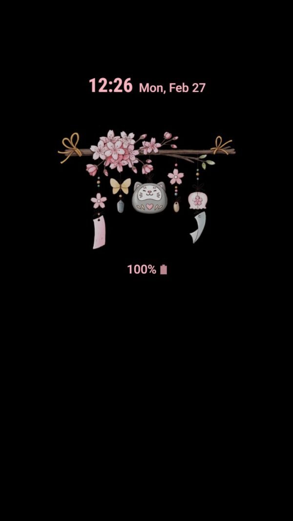 Samsung Themes: [Sim] Blossom Breeze ~ Premium Theme wind chimes hanging with cherry blossoms - Image 7