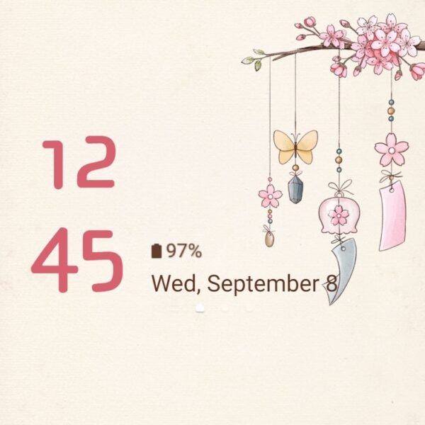 Samsung Themes: [Sim] Blossom Breeze ~ Premium Theme wind chimes hanging with cherry blossoms - Image 8