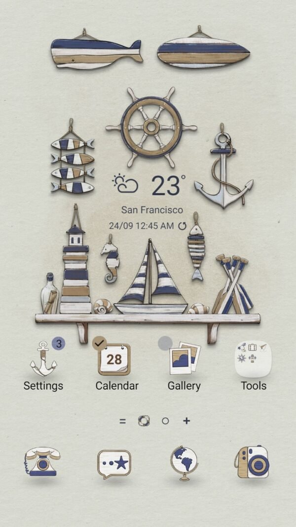 Samsung Themes: ❤️Mun❤️ Wooden Nautical ~❤️ Premium Theme vintage wooden nautical symbols