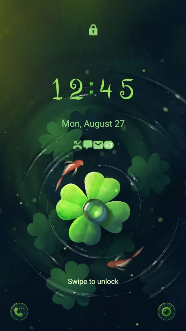 Samsung Themes: ❤️Mun❤️ Clover and Koi ~❤️ Premium Theme lucky clover underwater with swimming koi fish - Image 2