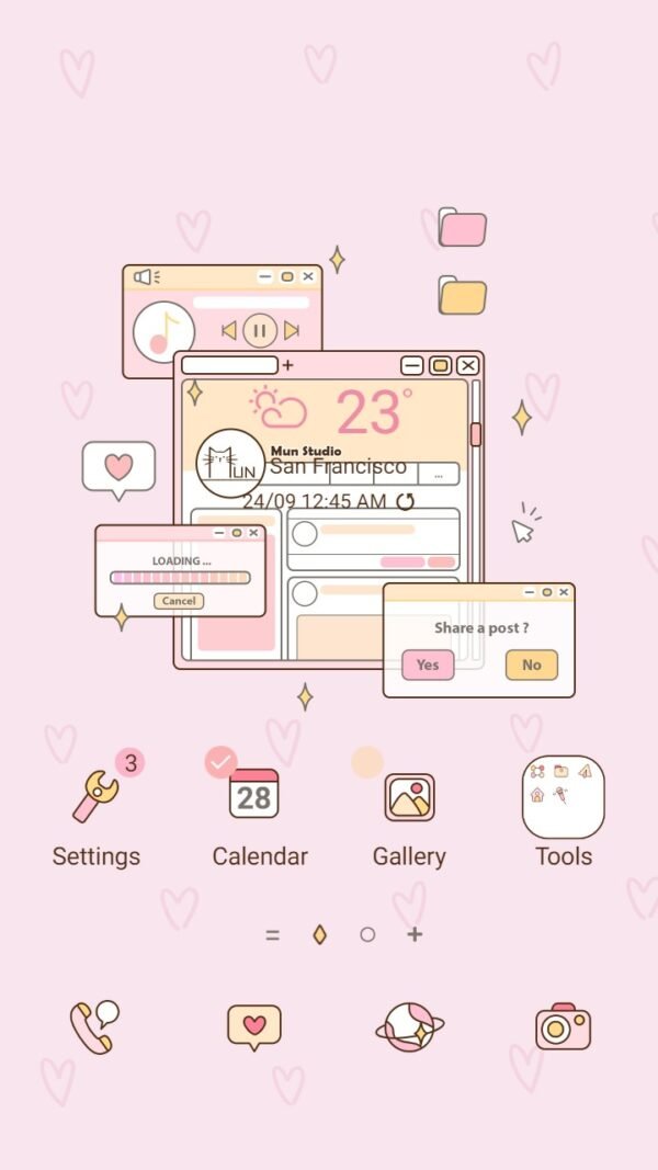 Samsung Themes: ❤️Mun❤️ Pink Screen ~❤️ Premium Theme lovely pink new technology style