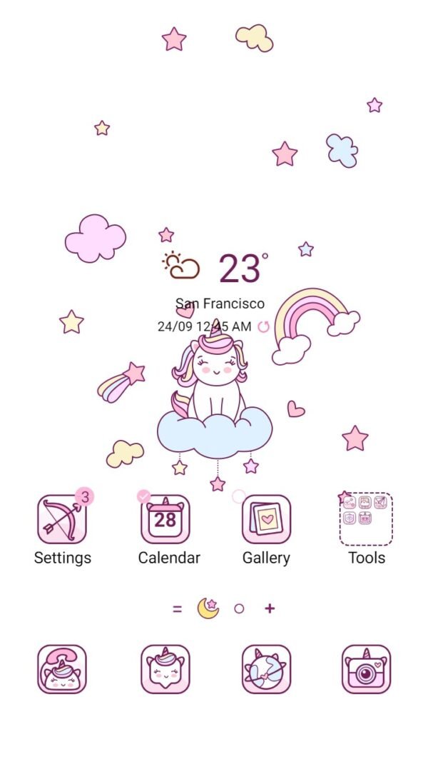 Samsung Themes: ❤️Mun❤️ Magic Unicorn ~❤️ Premium Theme little unicorn sitting on the cloud