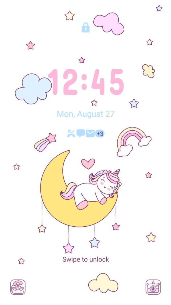 Samsung Themes: ❤️Mun❤️ Magic Unicorn ~❤️ Premium Theme little unicorn sitting on the cloud - Image 2