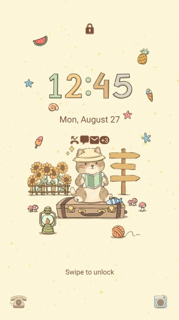 Samsung Themes: ❤️Mun❤️ Traveling cat ~❤️ Premium Theme let's prepare for the trip with the cat tourist - Image 2