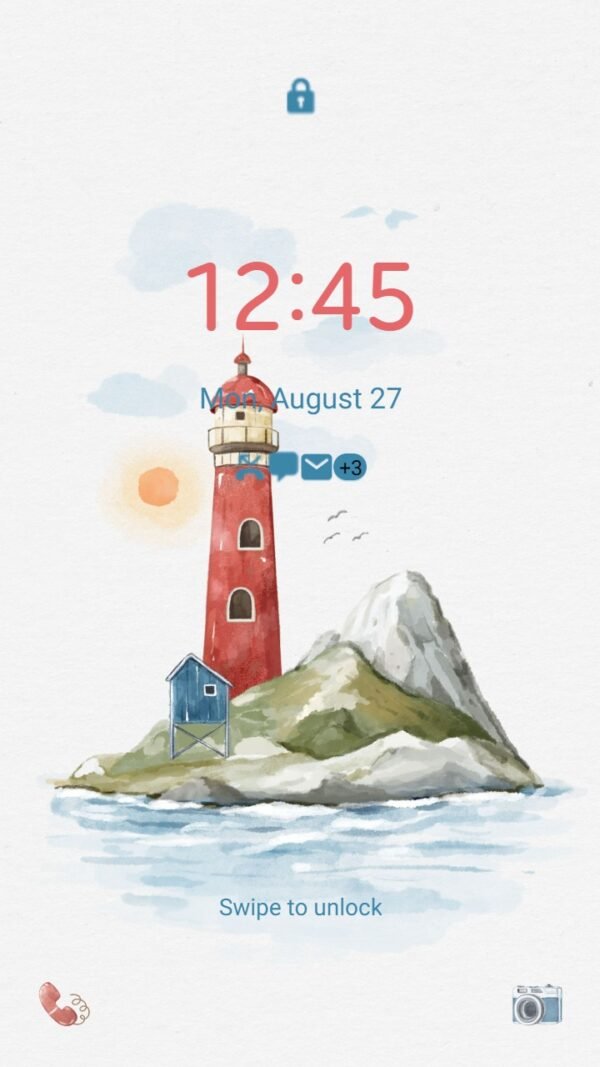 Samsung Themes: ❤️Mun❤️ Peaceful Lighthouse ~❤️ Premium Theme lighthouse on a small peaceful island - Image 2