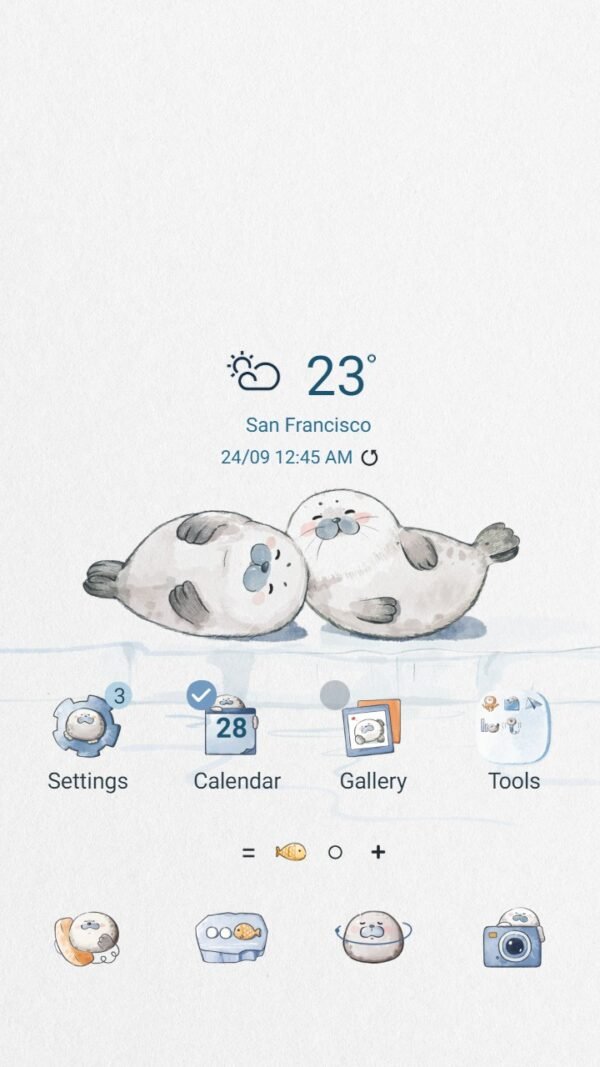 Samsung Themes: ❤️Mun❤️ Adorable seals ~❤️ Premium Theme seal sunbathing bliss on sunny ice floes