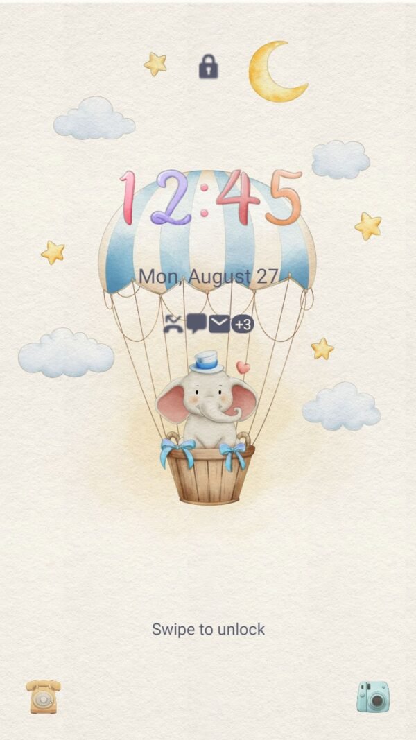 Samsung Themes: [Sim] Elephants Balloon Adventure ~ Premium Theme a lovely mischievous elephant on a hot air - Image 2