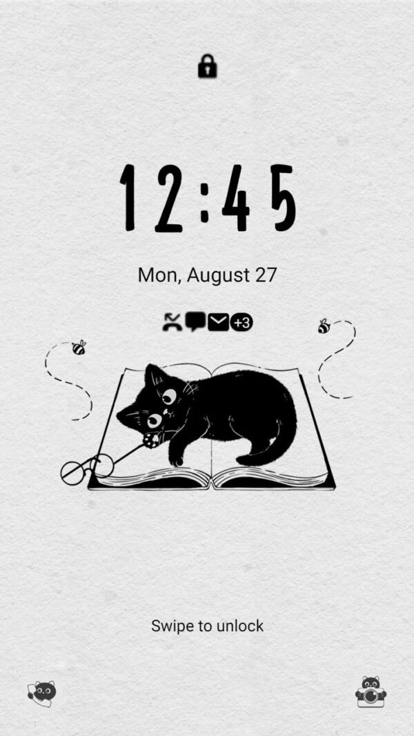 Samsung Themes: ❤️Mun❤️ Naughty Black Cat ~❤️ Premium Theme adorable black cat playing with wool - Image 2