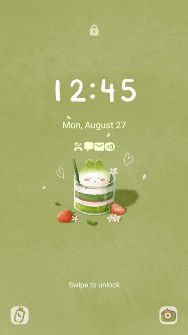 Samsung Themes: ❤️Mun❤️ Matcha Flavor ~❤️ Premium Theme cute cake decorated with adorable mochi bunnies - Image 2