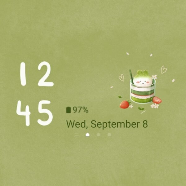 Samsung Themes: ❤️Mun❤️ Matcha Flavor ~❤️ Premium Theme cute cake decorated with adorable mochi bunnies - Image 8