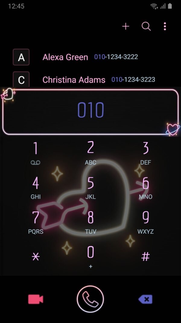 Samsung Themes: [Sim] Neon Romance ~ Premium Theme neon hearts stand out on a black background - Image 3