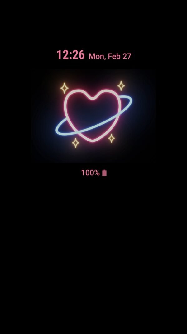 Samsung Themes: [Sim] Neon Romance ~ Premium Theme neon hearts stand out on a black background - Image 7