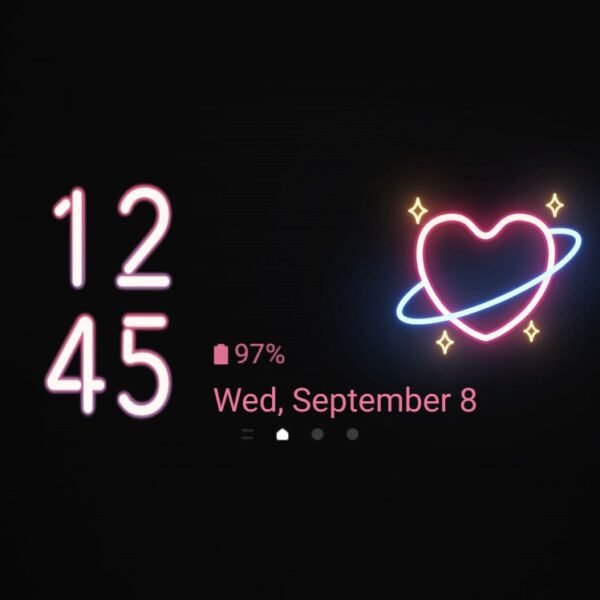 Samsung Themes: [Sim] Neon Romance ~ Premium Theme neon hearts stand out on a black background - Image 8