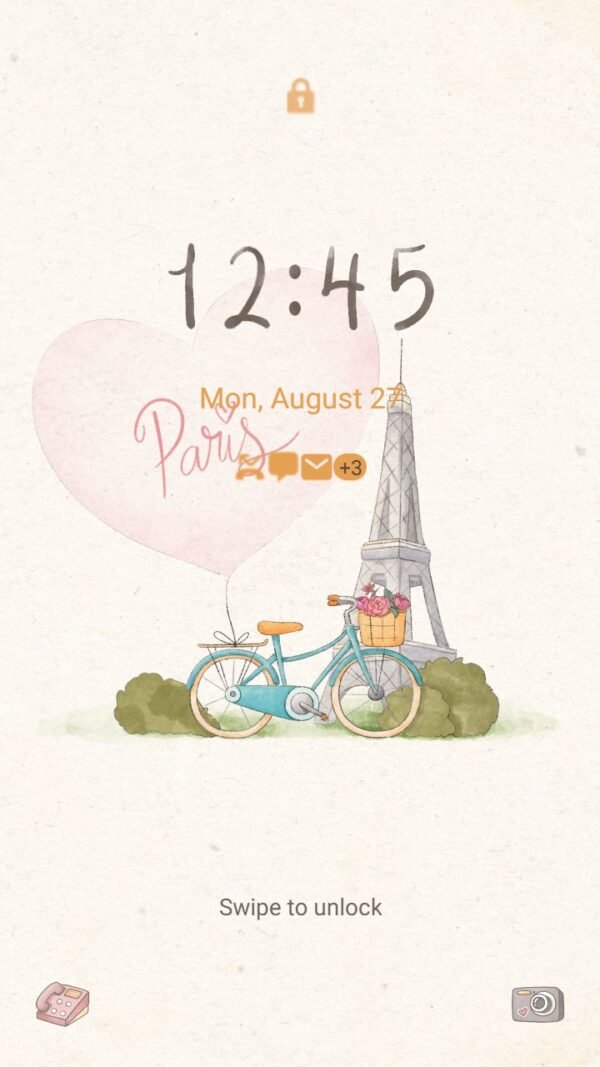 Samsung Themes: ❤️Mun❤️ Charming Paris Ride ~❤️ Premium Theme a little romance on a classic bike at Ephen Tower - Image 2