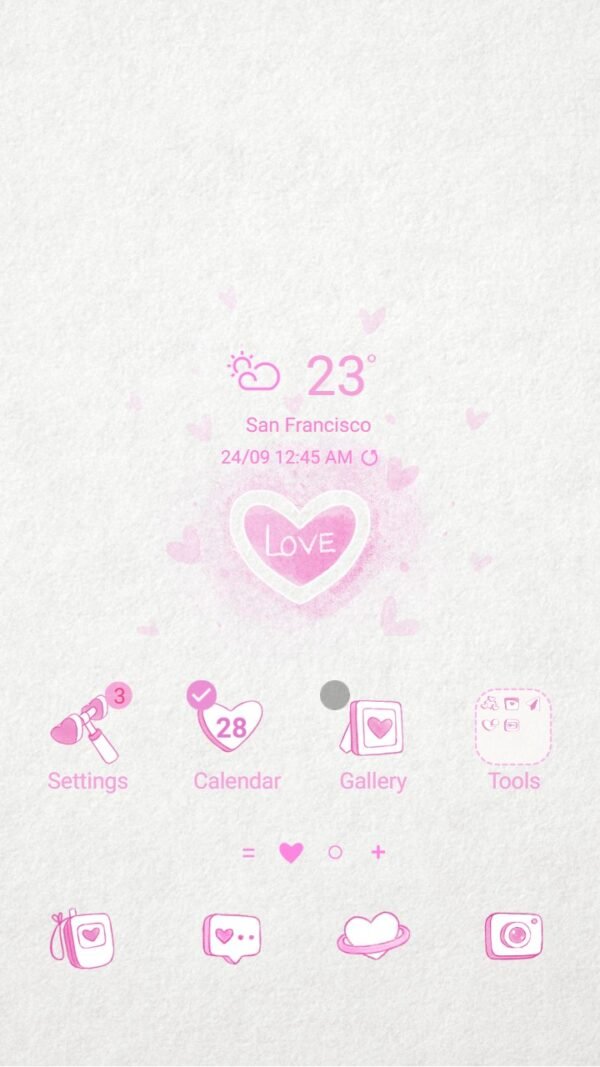 Samsung Themes: ❤️Mun❤️ Sweet Heart ~❤️ Premium Theme a simple pink heart filled with sweet love