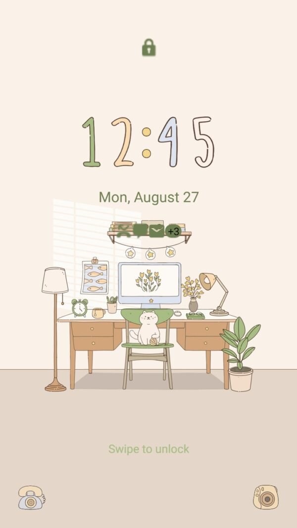 Samsung Themes: ❤️Mun❤️ Kitty Workspace ~❤️ Premium Theme kitten's simple working corner - Image 2