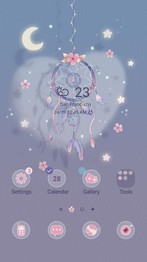 Samsung Themes: ❤️Mun❤️ Purple Dreamcatcher Dreams Animated ~❤️ Premium Animated Theme the mystical allure of purple Dreamcatcher