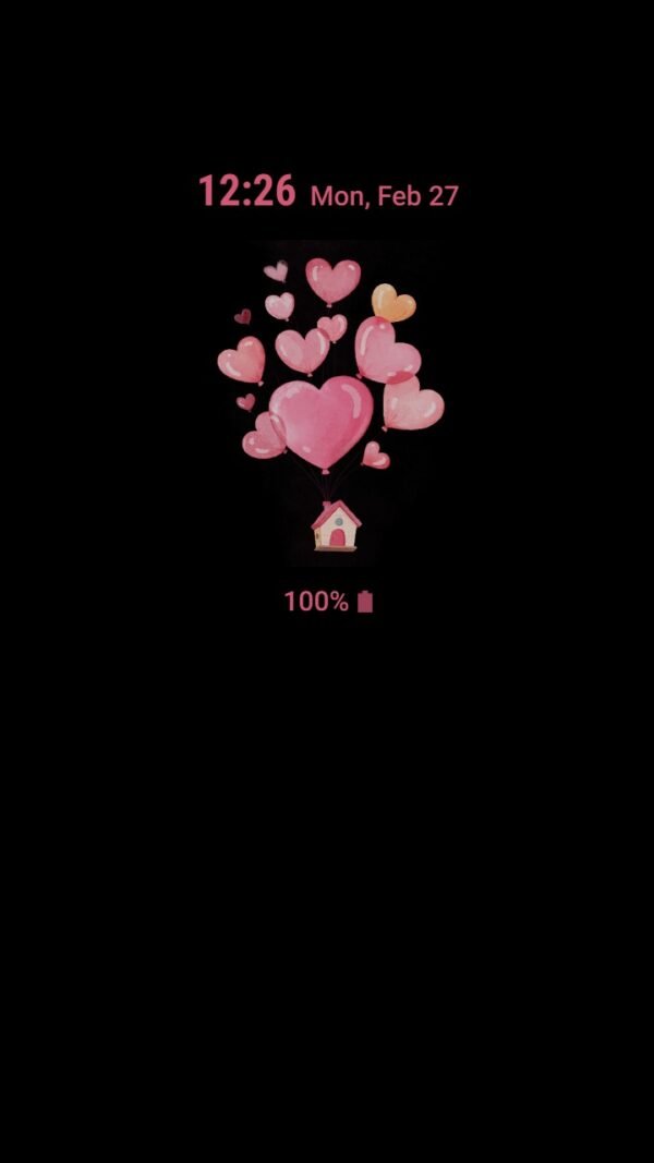 Samsung Themes: ❤️Mun❤️ Heart Balloon Animated ~❤️ Premium Animated Theme sweet pink balloons with a tiny house - Image 7