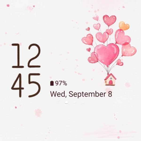 Samsung Themes: ❤️Mun❤️ Heart Balloon Animated ~❤️ Premium Animated Theme sweet pink balloons with a tiny house - Image 8