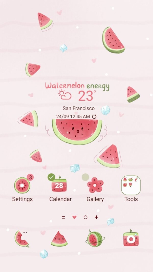 Samsung Themes: ❤️Mun❤️ Watermelon Energy ~❤️ Premium Theme watermelon pieces are full of abundant energy