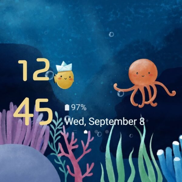 Samsung Themes: ❤️Mun❤️ Under the Ocean ~❤️ Premium Theme about octopus and fish play together - Image 8