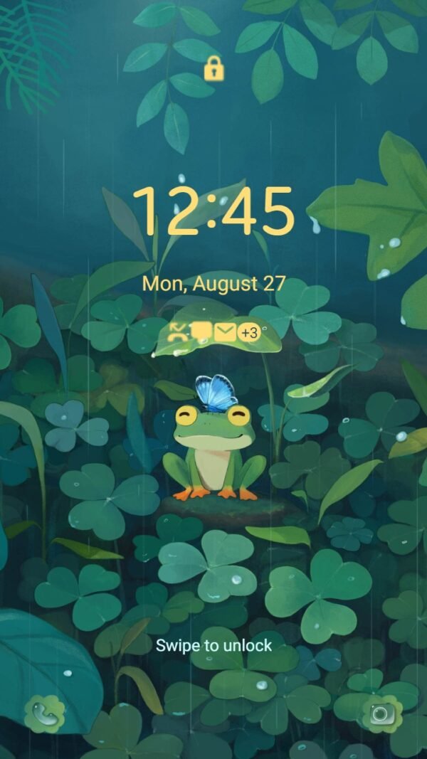 Samsung Themes: ❤️Mun❤️ Rainforest Serenity ~❤️ Premium Theme a lovely frog enjoying the rain in the middle of a tropical forest - Image 2