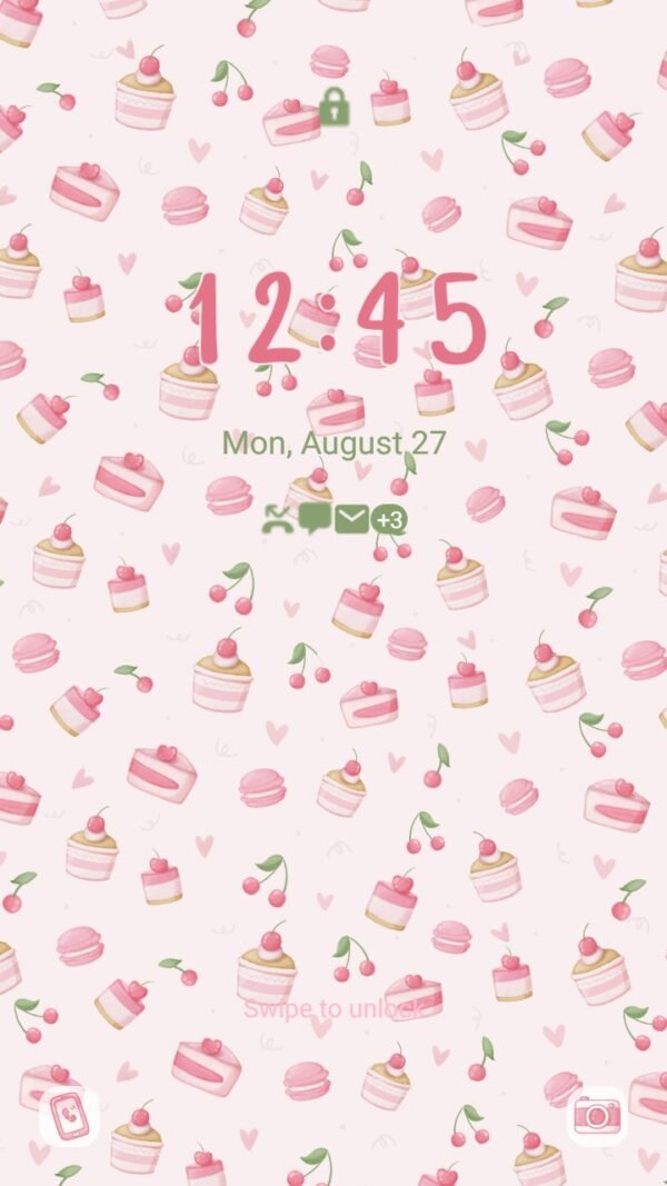 Samsung Themes: [Sim] Sweetness pink ~ Premium Theme Immerse yourself in the sweet pink color of cake and cherries - Image 2