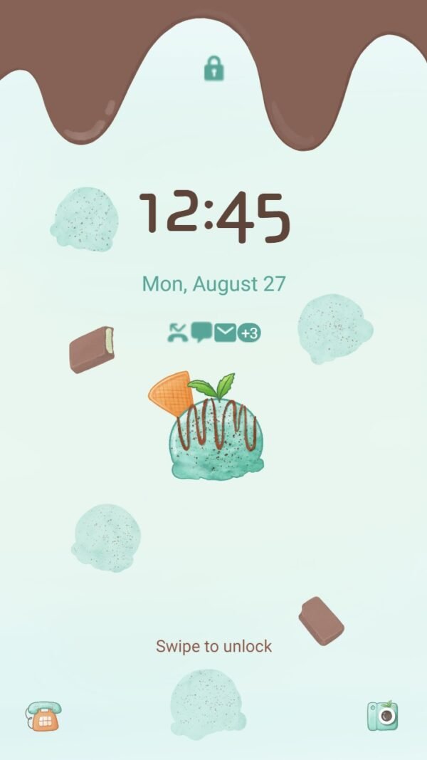 Samsung Themes: ❤️Mun❤️ Mint Chocolate ice cream ~❤️ Premium Theme cool chocolate mint ice cream for the summer - Image 2