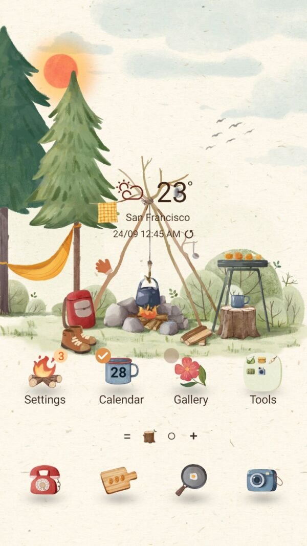 Samsung Themes: ❤️Mun❤️ Healing in the forest ~❤️ Premium Theme relaxing camping in the forest