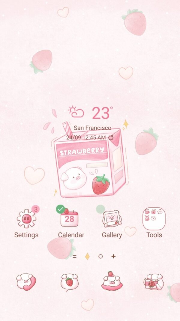 Samsung Themes: ❤️Mun❤️ Sweet Strawberry Milk ~❤️ Premium Theme to the luscious flavor of strawberry goodness