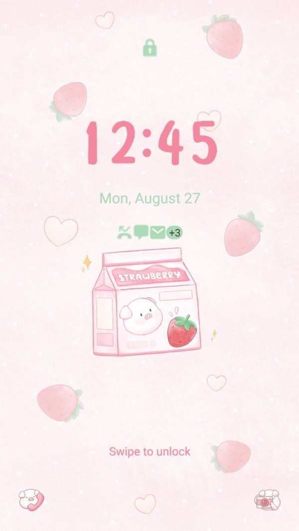 Samsung Themes: ❤️Mun❤️ Sweet Strawberry Milk ~❤️ Premium Theme to the luscious flavor of strawberry goodness - Image 2