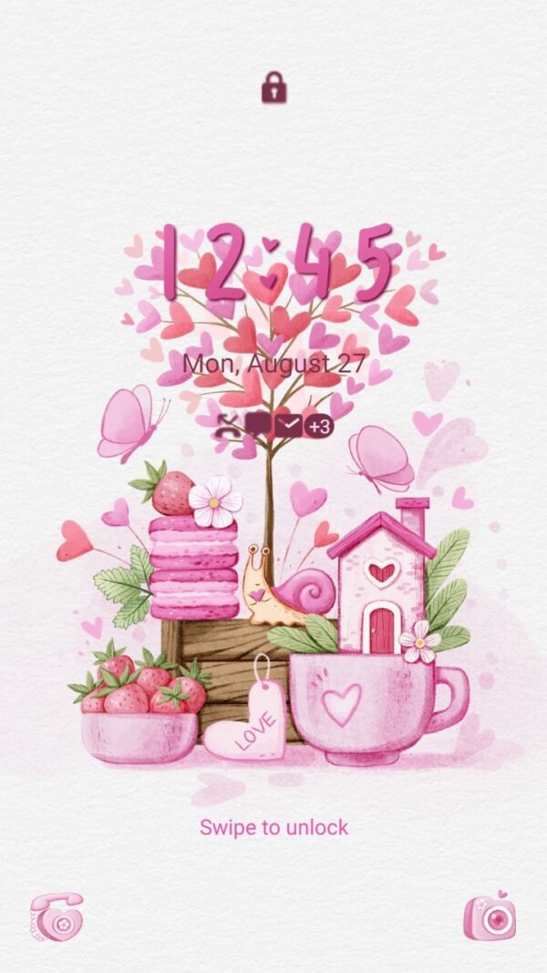 Samsung Themes: ❤️Mun❤️ Love Tree of Snail ~❤️ Premium Theme the snail's house is next to the tree with heart-shaped leaves - Image 2