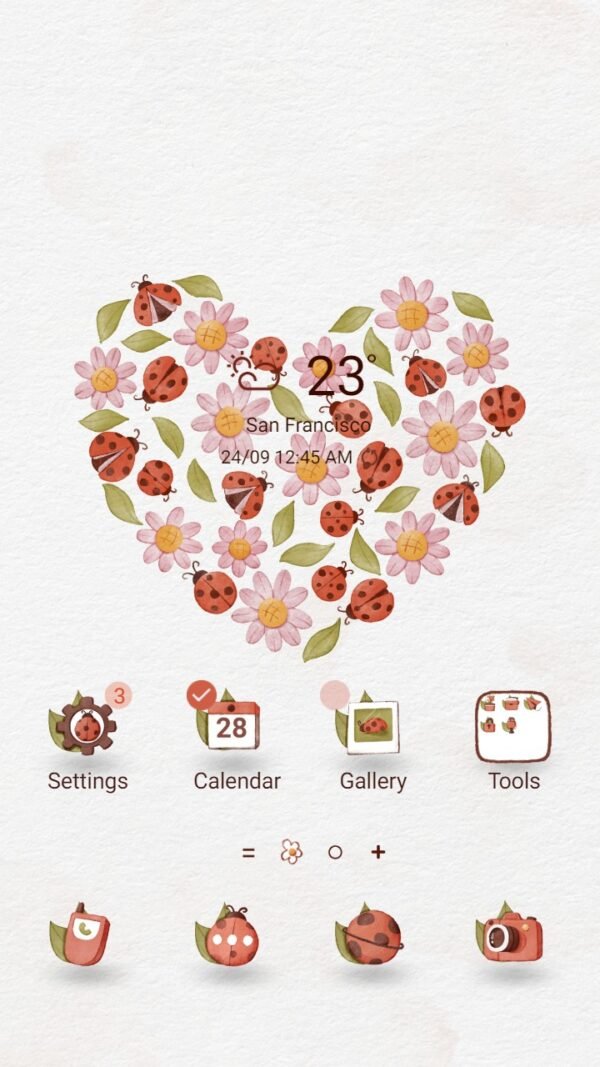 Samsung Themes: ❤️Mun❤️ Ladybug Love ~❤️ Premium Theme a bout the gentle love of ladybugs with beautiful flowers