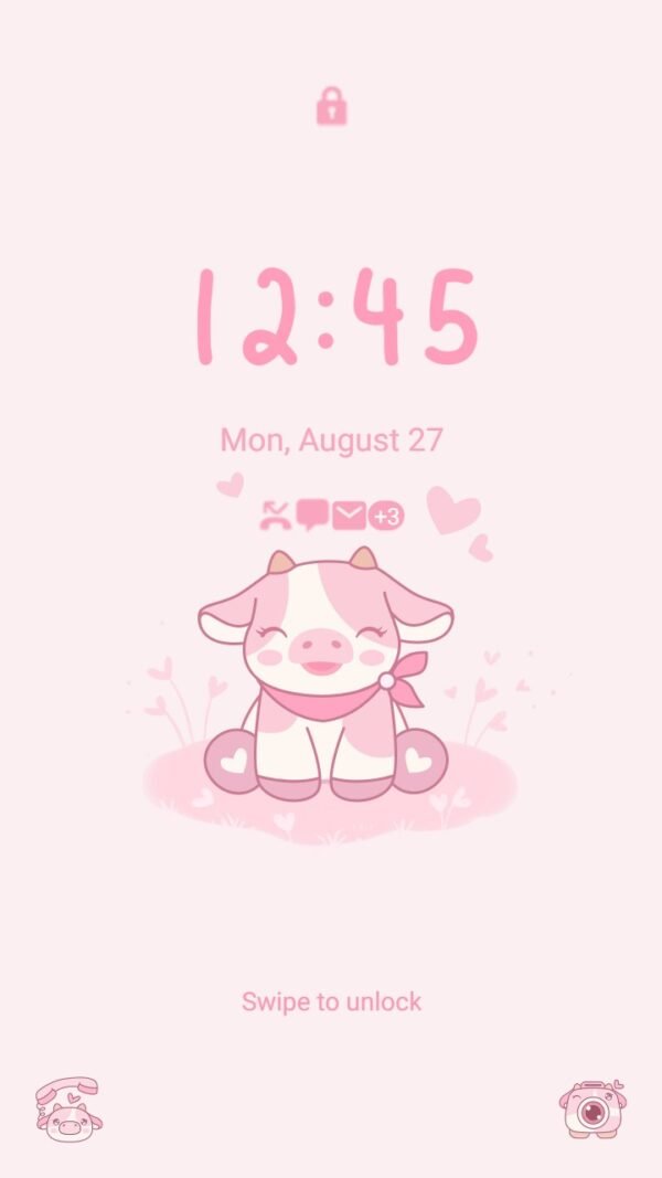 Samsung Themes: ❤️Mun❤️ Pink Cow ~❤️ Premium Theme about the cute pink baby cow - Image 2