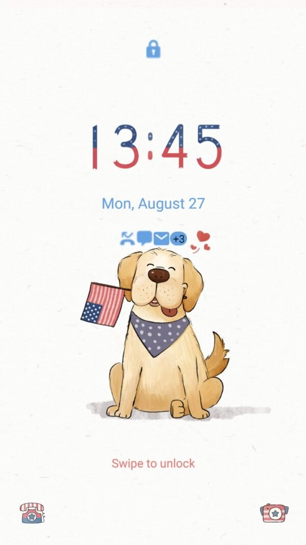 Samsung Themes: ❤️Mun❤️ Golden Dogs ~❤️ Premium Theme about an adorable dog with a love for America - Image 2