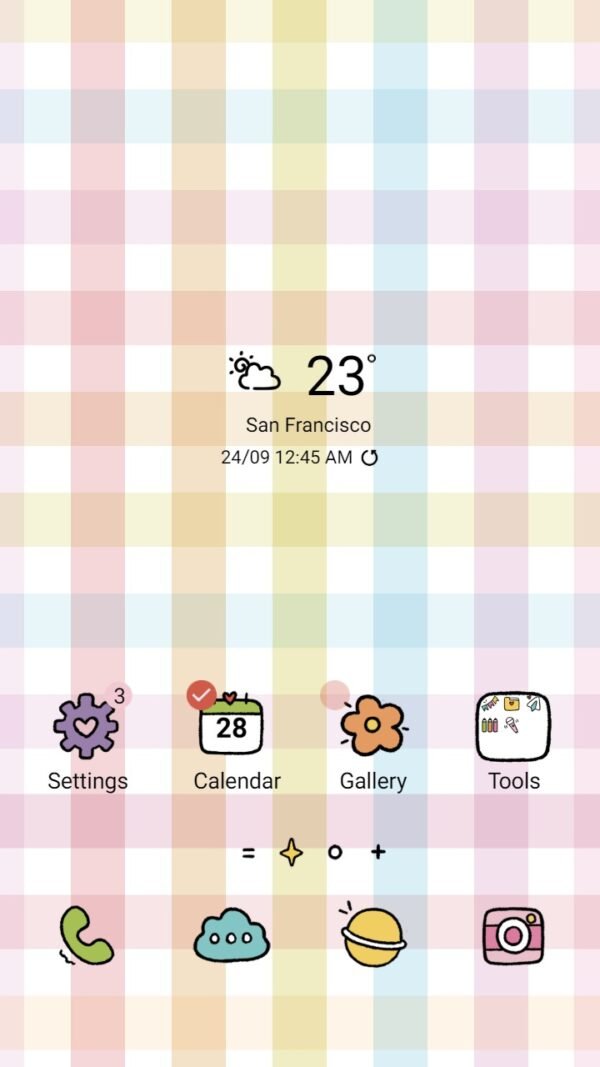 Samsung Themes: ❤️Mun❤️ Pastel Gingham ~❤️ Premium Theme about colorful pastel lines