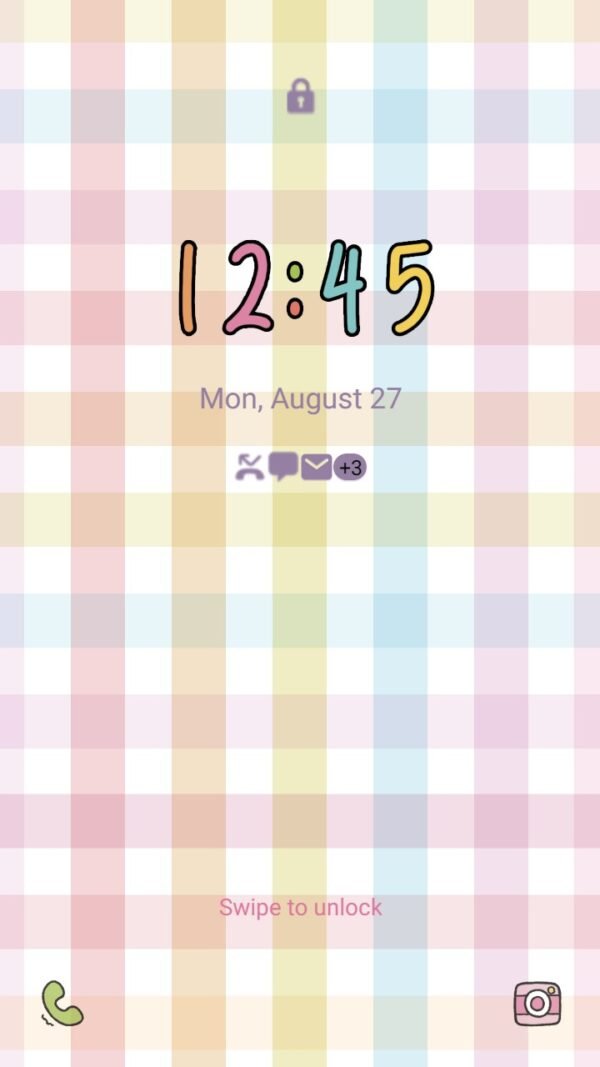 Samsung Themes: ❤️Mun❤️ Pastel Gingham ~❤️ Premium Theme about colorful pastel lines - Image 2