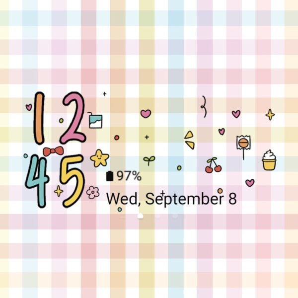 Samsung Themes: ❤️Mun❤️ Pastel Mini Icon ~❤️ Premium Theme about the pastel gingham with mini cute icon - Image 8