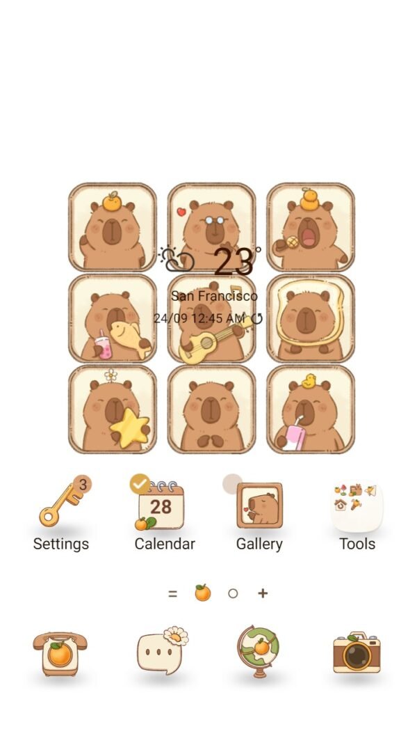 Samsung Themes: [Sim] Cute Capybara ~ Premium Theme Capybara's adorable expressions