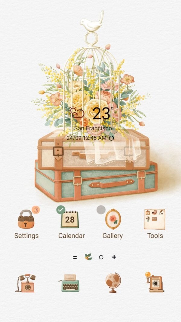 Samsung Themes: ❤️Mun❤️ Floral Bird Cage ~❤️ Premium Theme about the captivating beauty of the flowers in the cage