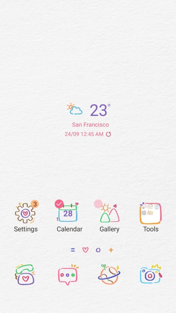 Samsung Themes: ❤️Mun❤️ Colorful Icons ~❤️ Premium Theme created by colorful doodles